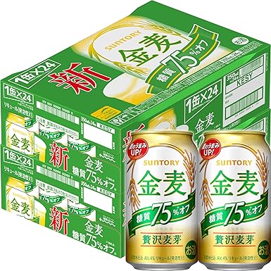 Amazon Co Jp Amazon限定ブランド 新ジャンル 第3のビール 2ケースまとめ買い サントリー 金麦 糖質75 オフ 350ml 48本 食品 飲料 お酒
