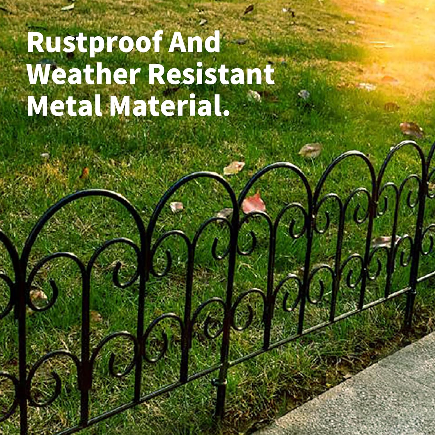 Garden Edging Border Decorative Fences Panel 18" W x 16" H 5 Pack for Flower Bed Edging Rustproof Dog Animal Barrier Fencing for Yard Metal Black