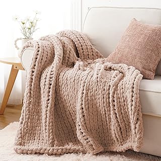 Battilo Chunky Knit Throw Blanket, Soft and Thick Chenille Throw Blanket...