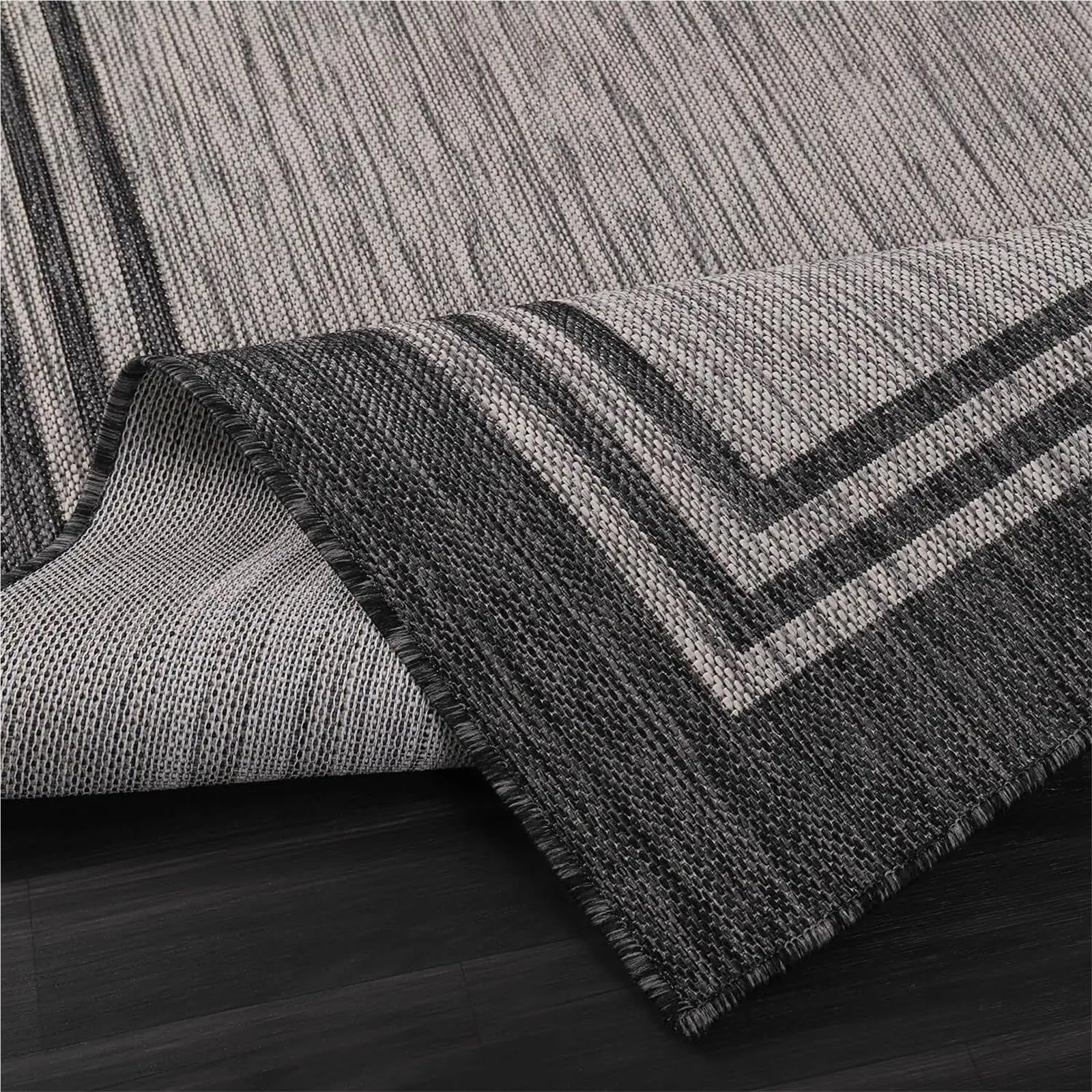 Tapis de Camping extérieur, Tapis for terrasse intérieure, Porche, imperméable, Facile à Nettoyer, ne perd Pas Ses Poils(Dark Gray)