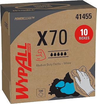 WypAll X70 Extended Use Reusable Cloths 41455, POP-UP Box, Long Lasting Performance, White 10 boxes of 100 wipes