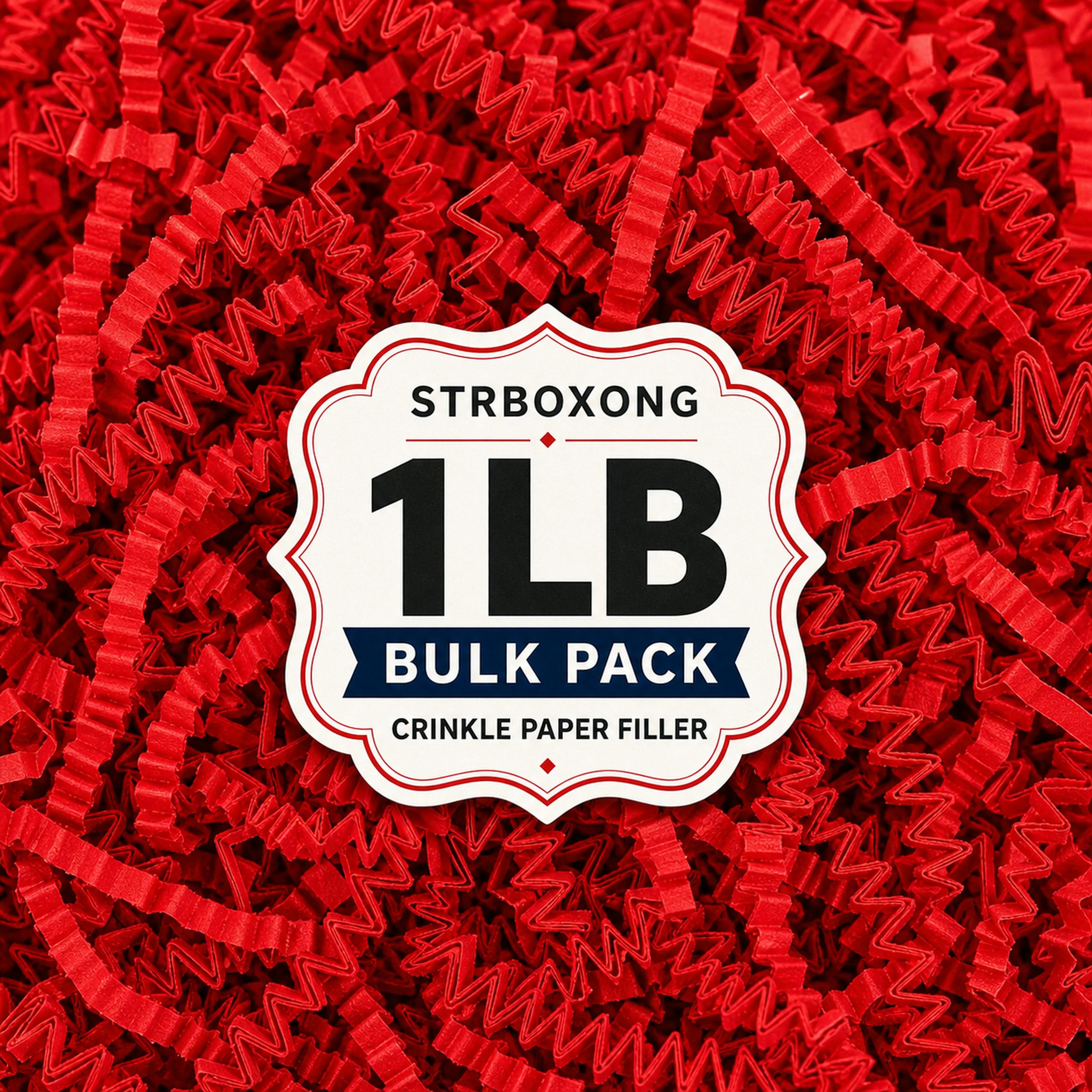 STRBOXONG 1LB (455g) Red Shredded Tissue Paper for Packing Gift Boxes - Premium Crinkle Cut Gift Box Filling Shredded Paper, Plastic-Free Recyclable Hamper Fillers for Packaging, Crafting & Gifting — image 1