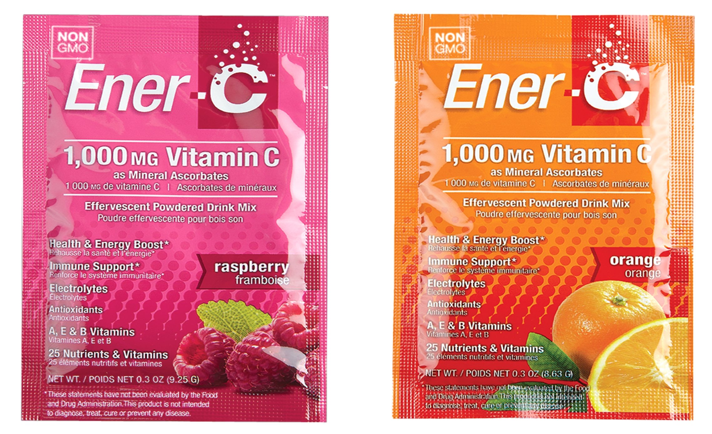 EnerC Orange and Raspberry Multivitamin Drink Mix, 1000mg Vitamin C