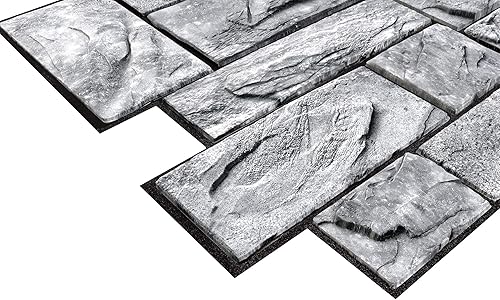 Miniatura 7 de Retro-Art Paneles de pared 3D, paquete de 6, bloques de piedra natural en gris, PVC, 17.5 x 23.75 pulgadas, cubren 17.31 pies cuadrados 573SG