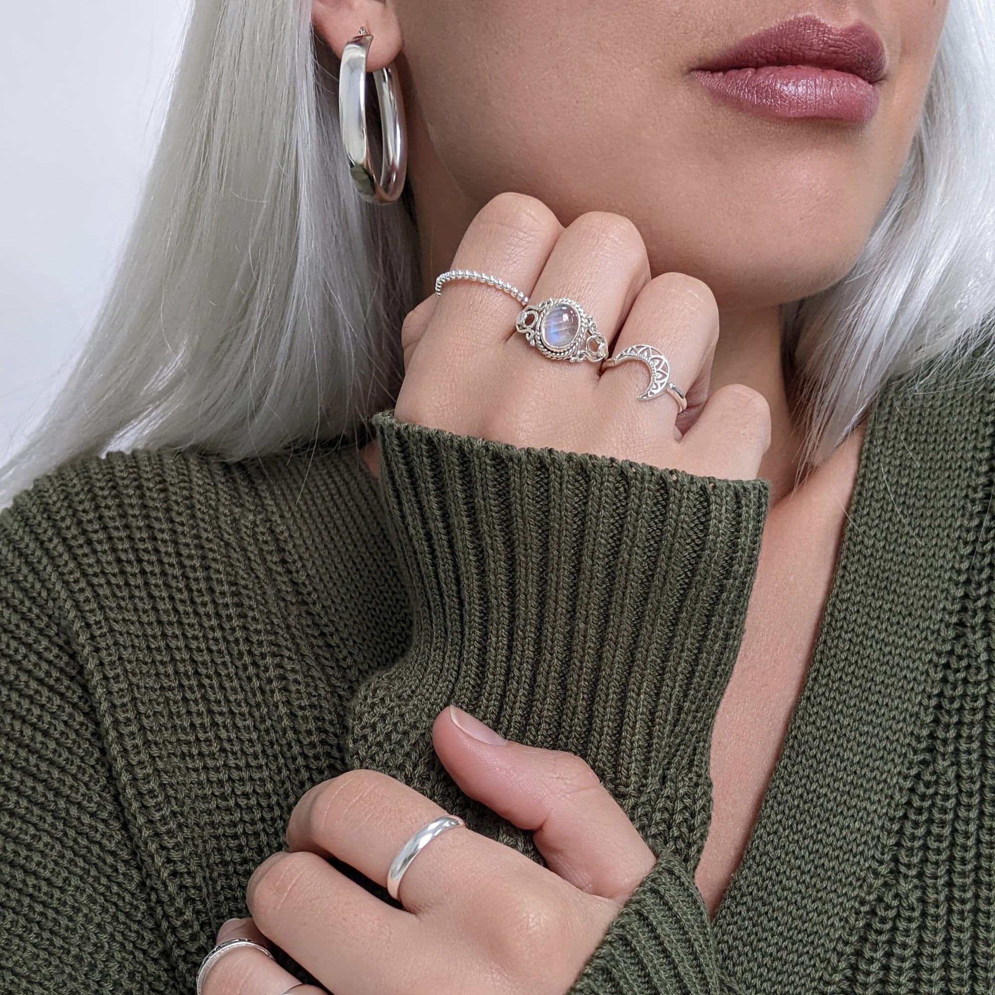 Silverly Aros Gruesos de Plata 925 con Borde Plano para Mujer 4cm | Pendientes de Aro Grandes y Gruesos de Plata de Ley | Aros Clásicos con Cierre de Presión para Uso Diario | Joyería para Hija