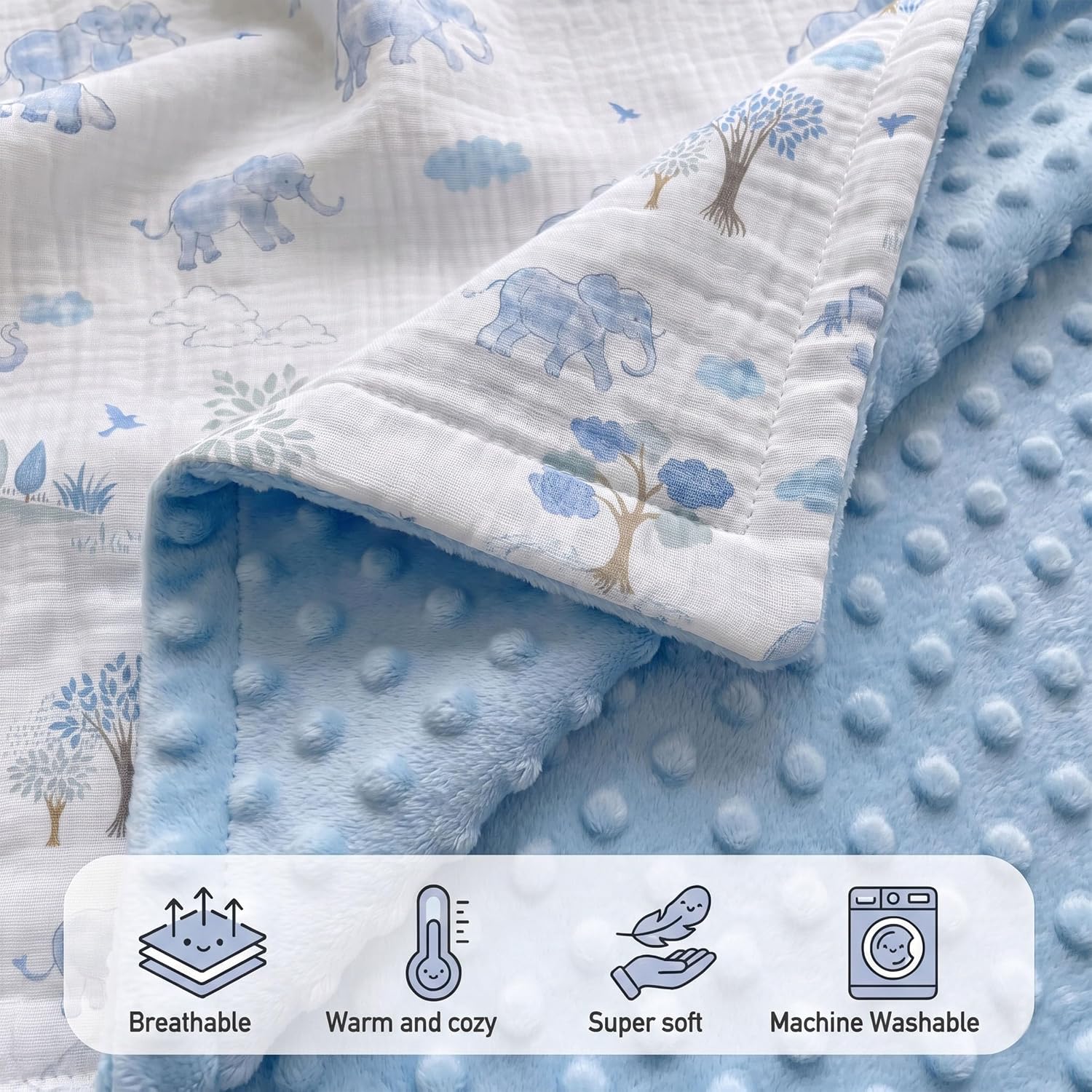 GLLQUEN BABY Muslin Baby Blankets for Boys & Girls, 2-Layer Toddler Blanket image 5