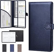 PL ZMPWLQ Car Registration & Insurance Holder with Magnetic Closure PU Leather Car Document Holder for Cards, Insurance & Registration Blue