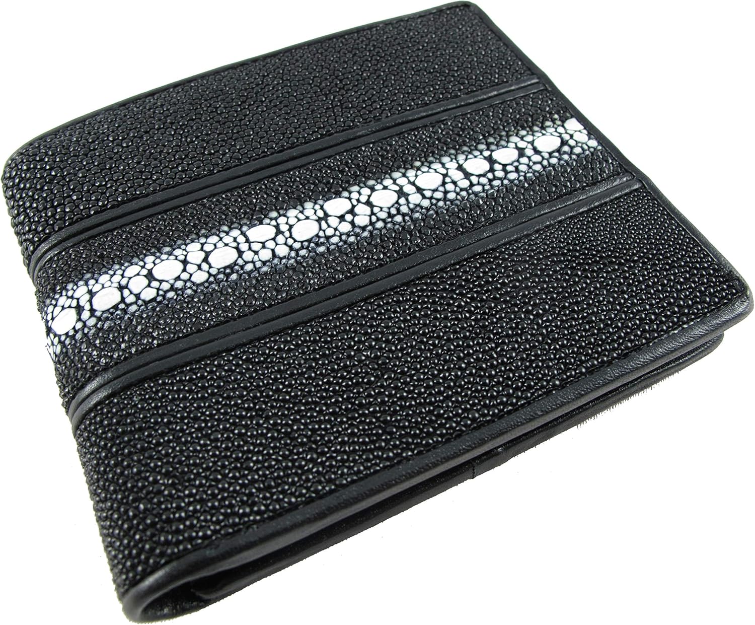 Genuine Row Diamond Stingray Skin Leather Bifold Wallet