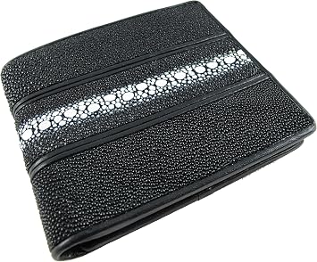 Pelgio Genuine Row Diamond Stingray Skin Leather Bifold Wallet