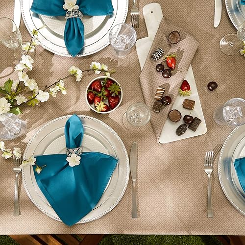 Miniatura 4 de DII Colección de mesa para interiorexterior con agujero para sombrilla con cremallera, lavable a máquina, celosía tonal, mantel, 60 pulgadas