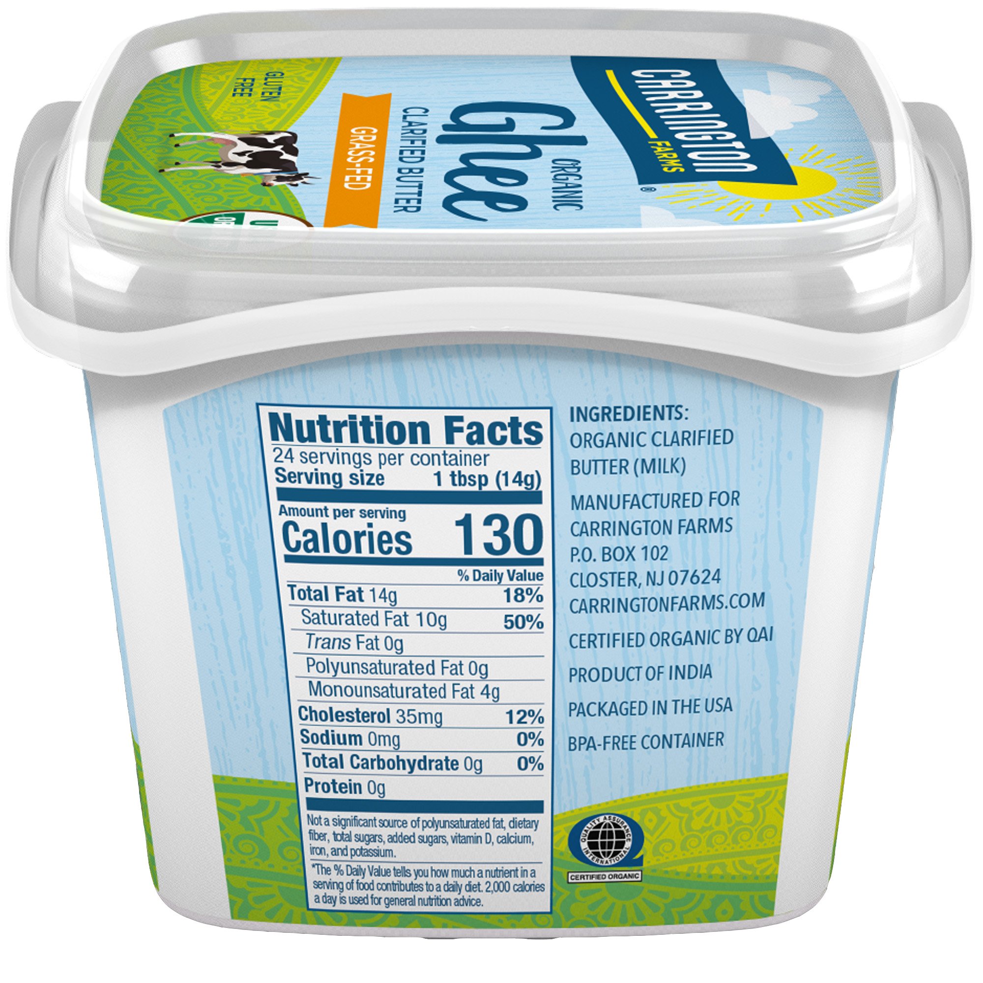 Carrington Farms USDA Certified Organic Grass Fed Ghee, 12oz., Compare