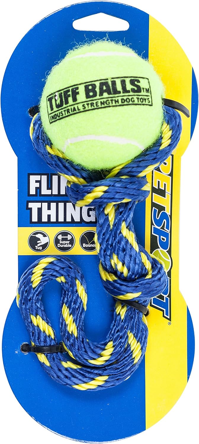 Petsport Fling Thing 12" Rope Tennis Ball Dog Toy with 2.5" Pet Safe Felt & Rubber Tuff Ball | Play Fetch, Launch, Chuck or Toss at Dog…