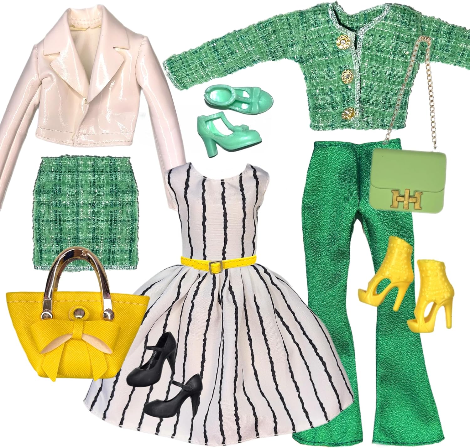 Eledoll Clothes Deluxe Fashion Pack for 12 inch Fashion Doll Lemon & Lime Set