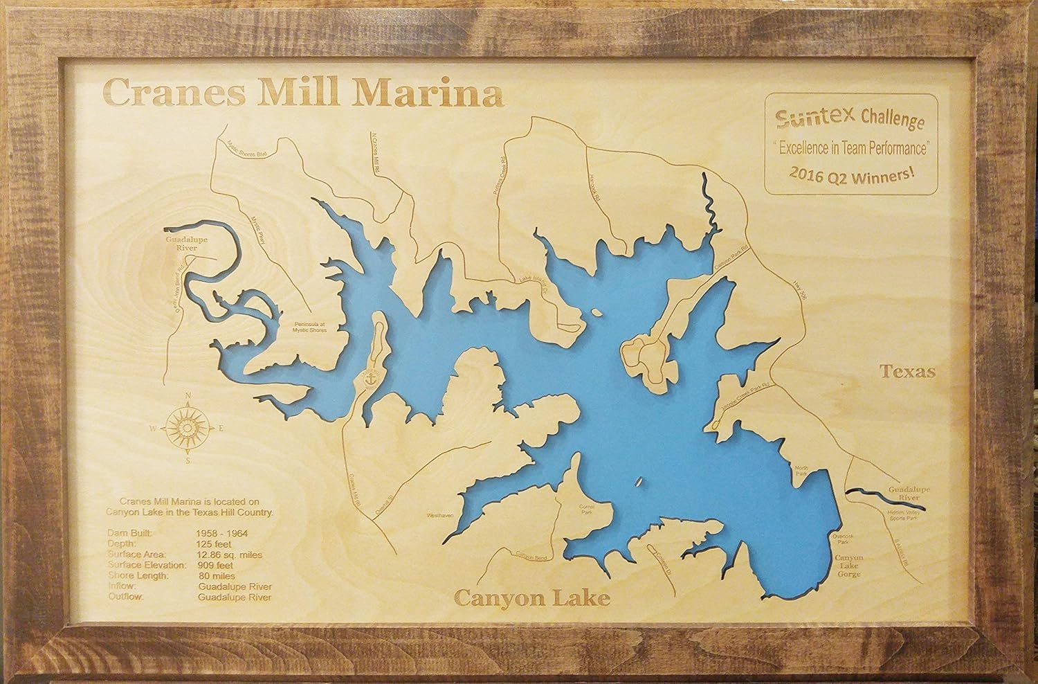 Canyon Lake Map Texas Amazon.com: Canyon Lake, Texas: Framed Wood Map Wall Hanging : Handmade  Products