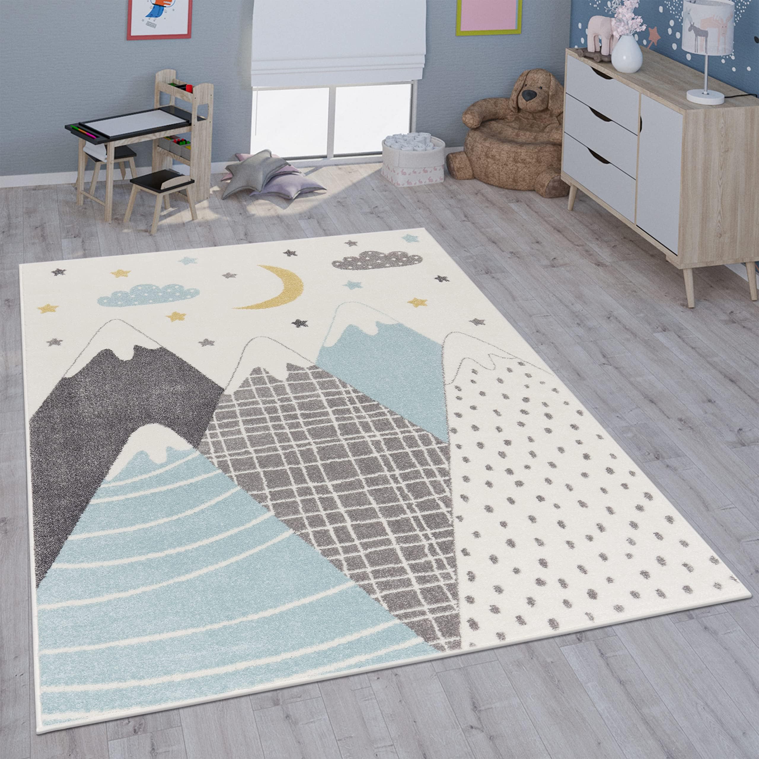 Paco Home Children's Rug Child's Room Girls Boys Various Motifs And Sizes, Size:200x280 cm, Colour:Blue