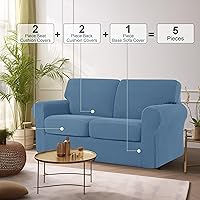 Vista 332 de CHUN YI - Funda elástica para sofá (7 piezas), funda para sofá de 3 plazas con tres respaldos y cojines separados con banda elástica, tela jacquard