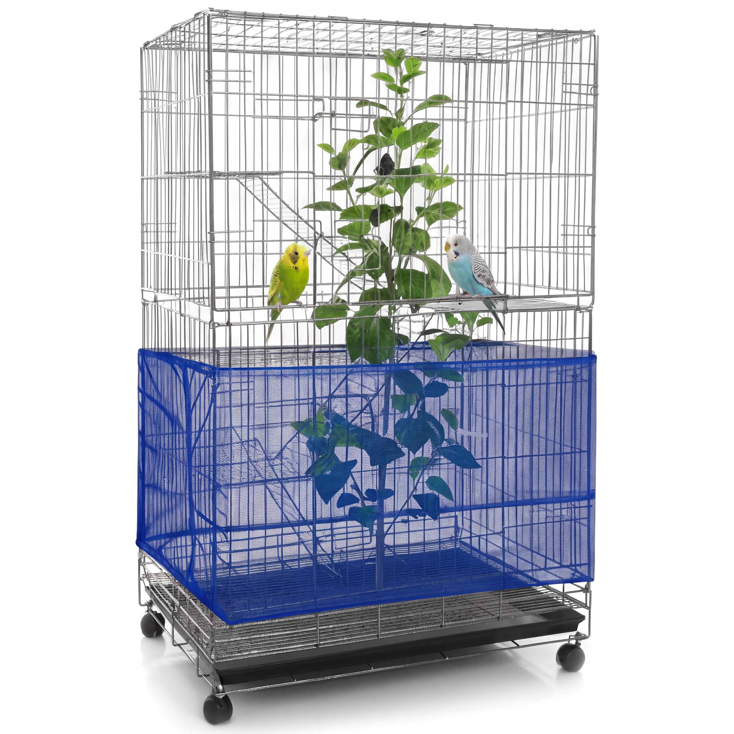 Shappy Bird Cage Net Cover Seed Catcher, 118 x 15 Inch/ 300 x 37 cm, Blue
