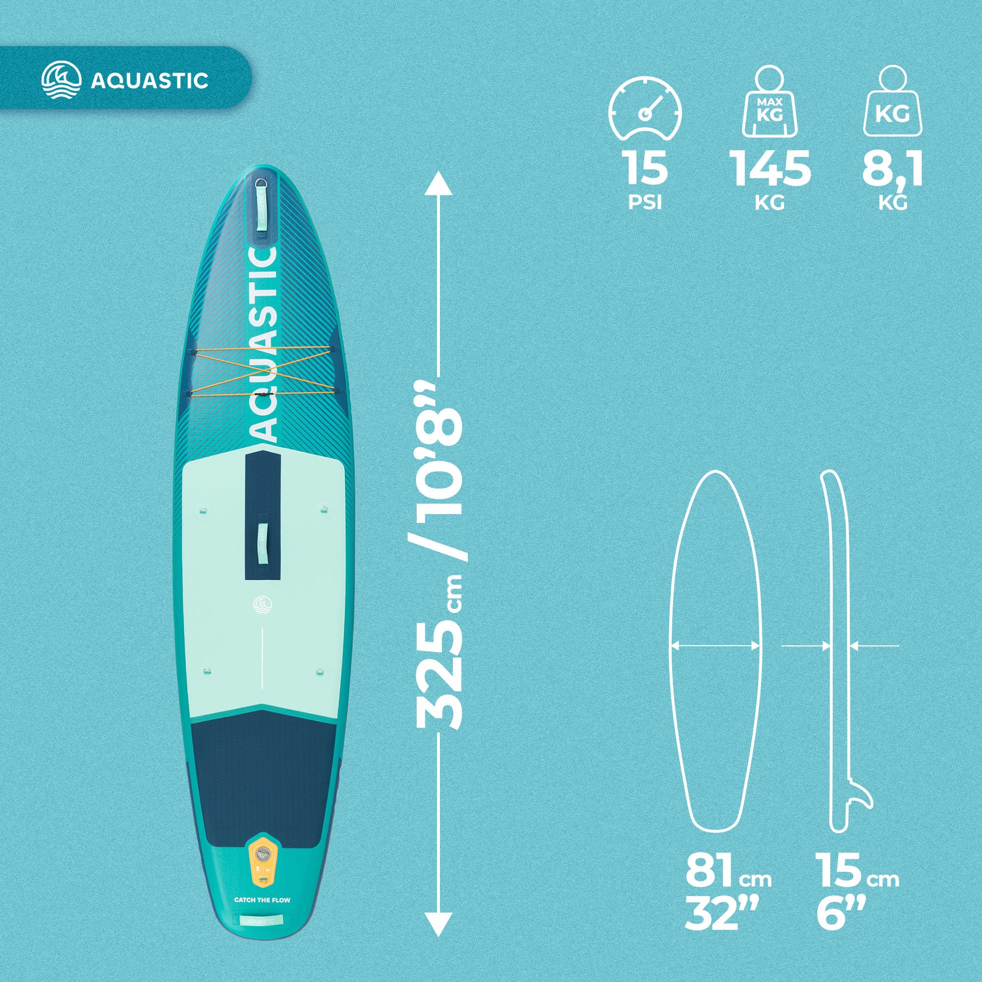 AQUASTIC Perth aufblasbares SUP Board 10'8 Allround bis 150 kg