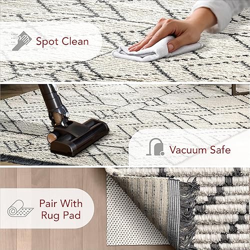 Miniatura 3 de nuLOOM Carlina - Alfombra geométrica con flecos, 8 x 10, beige