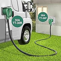 Vista 5 de STRIGHT Cable de Extensión para RV de 50 Pies 30 Amp, Cable de Extensión de Energía para RV NEMA TT-30P Macho a TT-30R Hembra Trabajo Pesado 10 AWG