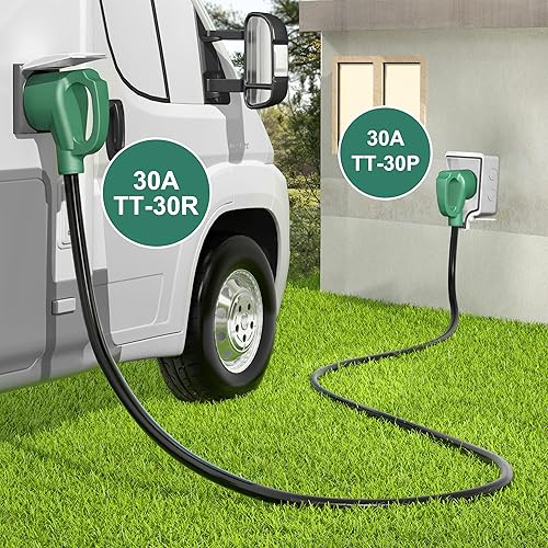 Miniatura 5 de STRIGHT Cable de extensión RV de 10 pies de 30 amperios, cable de extensión de alimentación RV NEMA TT-30P macho a TT-30R hembra, resistente calibre