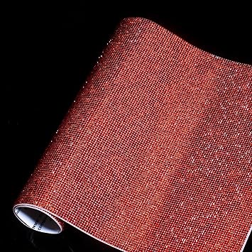 Bling Red Rhinestone Sheets Self Adhesive, 9.4x15.8 Inch Glitter Rhinestone Stickers Gems, Crystal Diamond Sticker for Car Craft DIY Decoration