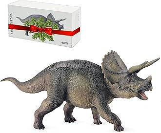Gemini&Genius Triceratops Action Figure Toy, Triceratops Dinosaur Model Toy, Beautiful and Accurate Sculptures of Dino Toy Figure, Collection, Display & Play for Kids Dino Lover