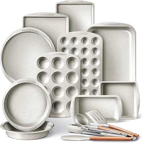 Miniatura 17 de Country Kitchen - Juego de Utensilios para Hornear Apilables Antiadherentes - Duradero, Juego de Horneado de Fácil Desmoldado - 22 Pzas. Incluye