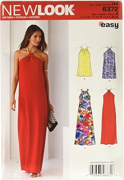 New Look 6372 Misses Dresses Each in Two Lengths Sewing Kit, Size A 6-8-10-12-14-16-18