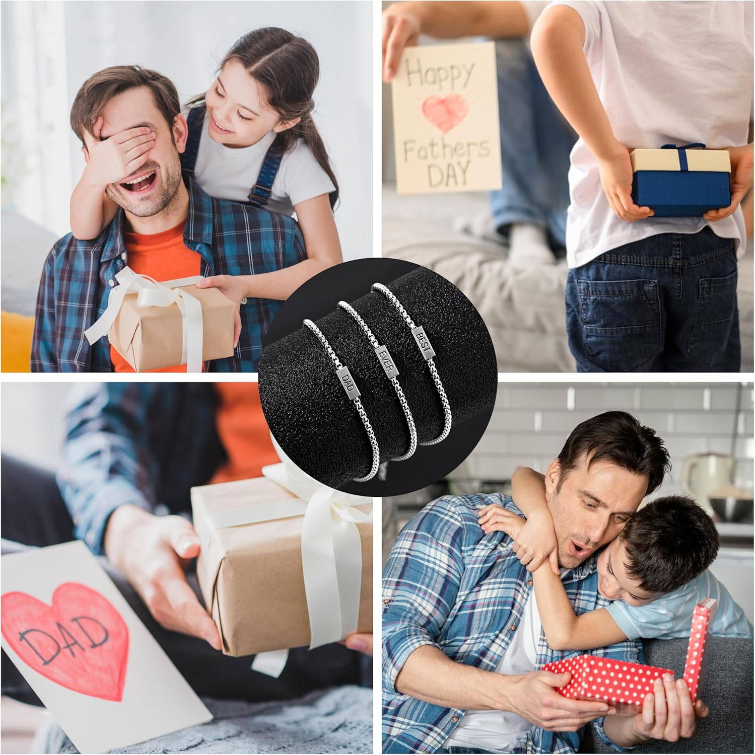 JoycuFF Gift for Dad Men Bracelet Cool Fathers Day Birthday Christmas Gifts Ideas for Father New Papa from Daughter Son Best Dad Ever Stainless Steel Stocking Stuffers - Image 6