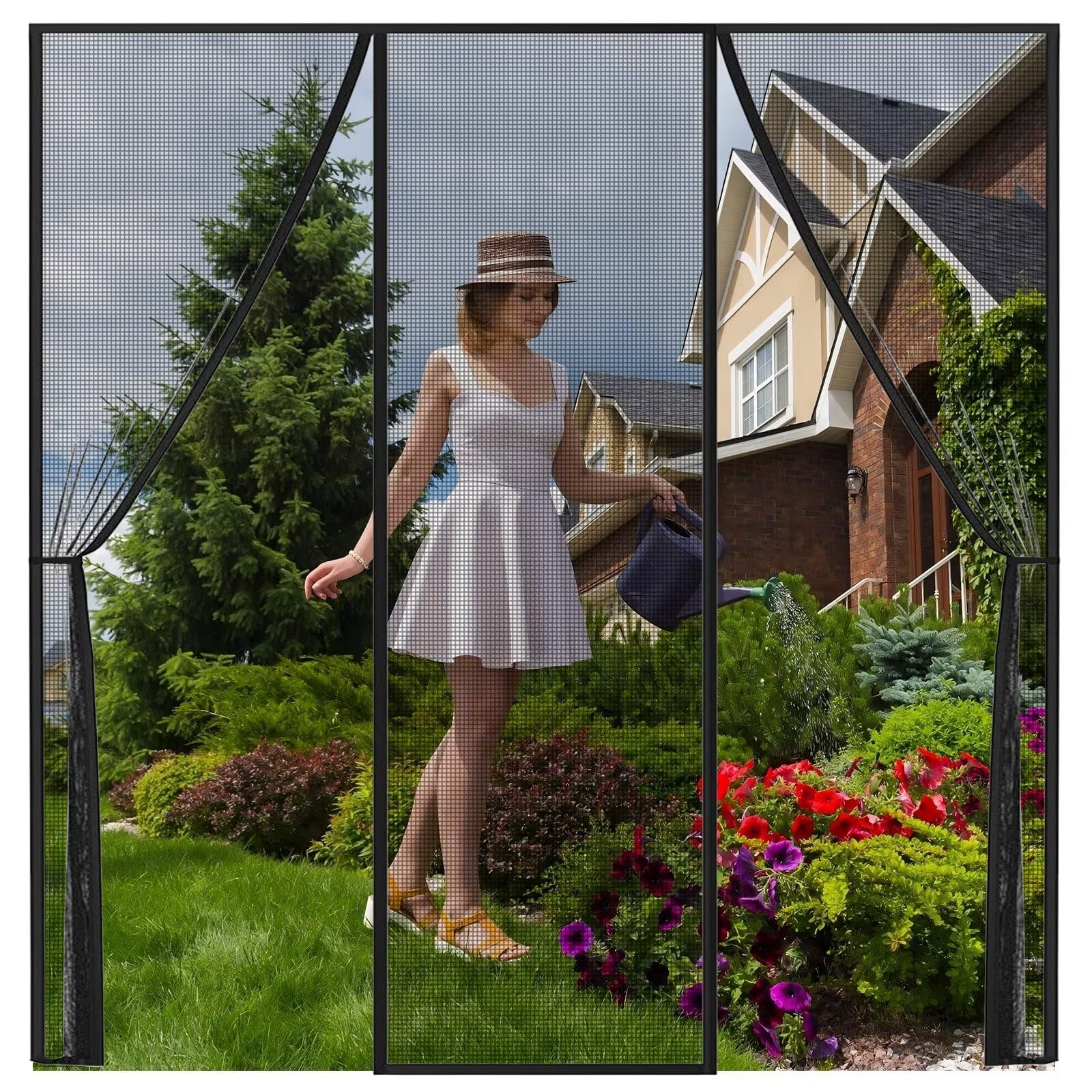 Fly Screen Balcony Door Campingwagen 280x210cm Schwarz Insektenschutz Balkontür Magnet Fliegengitter Tür Moskitonetz Tür Magnet Fliegengitter Tür-Insektenschutz