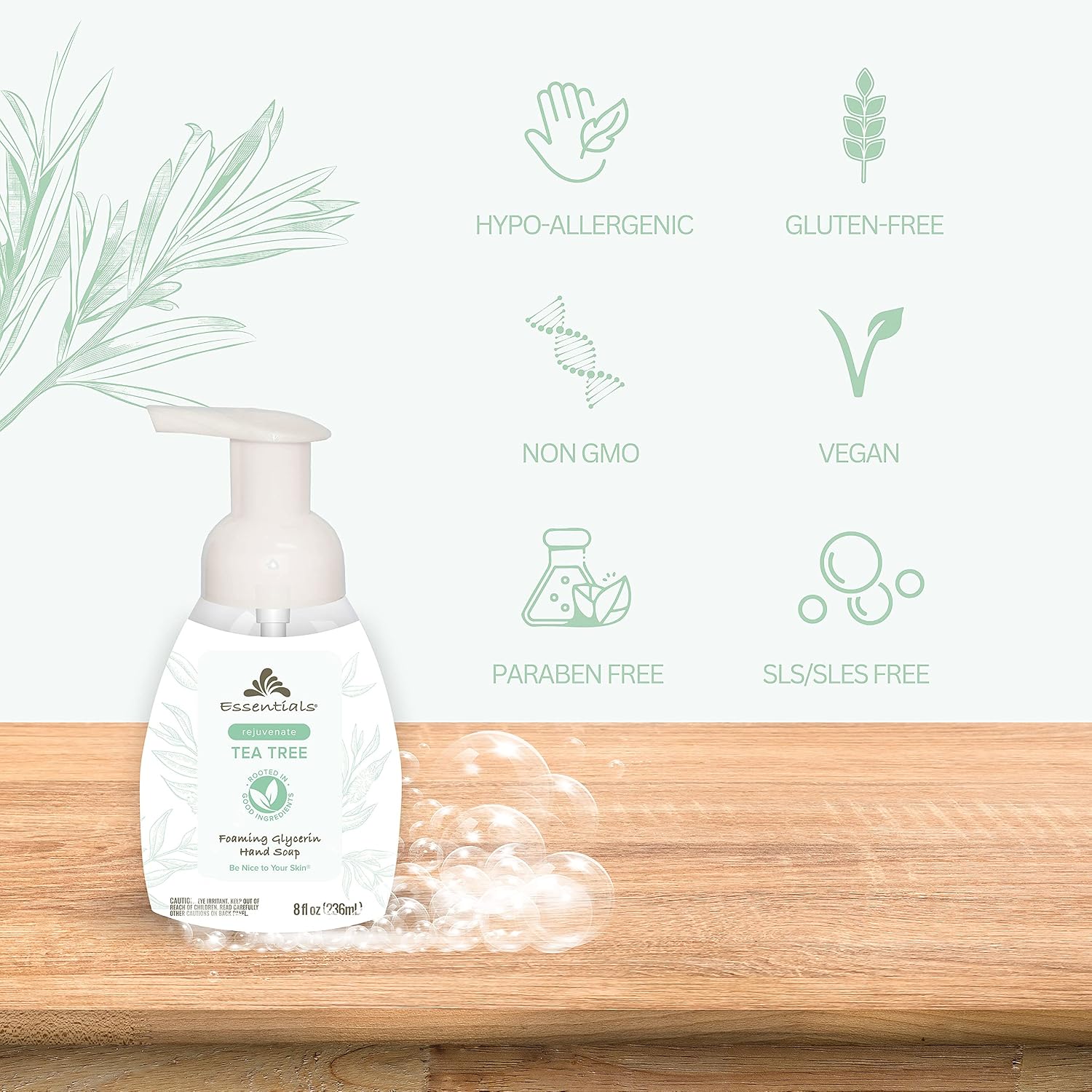 Clearly Glycerin Foaming Hand Soap, Tea Tree, 8 Fluid Ounce, Pack of 2 image 4