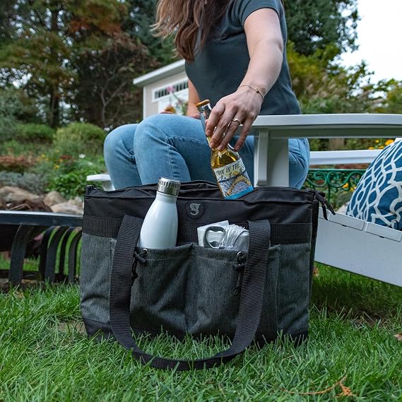 geckobrands 2 Compartment Tote Cooler Durable, Leak-Proof Insulated Cooler Bag for Food and Drinks