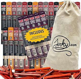 Jerky.com Jerky Gift Basket for Men | 30 Piece Meat Sticks Sampler with Beef Sticks, Pork, Ham, Sriracha, Turkey | High Protein, Low Carb, Keto Friendly Beef Jerky Snack Pack | Gifts for Men