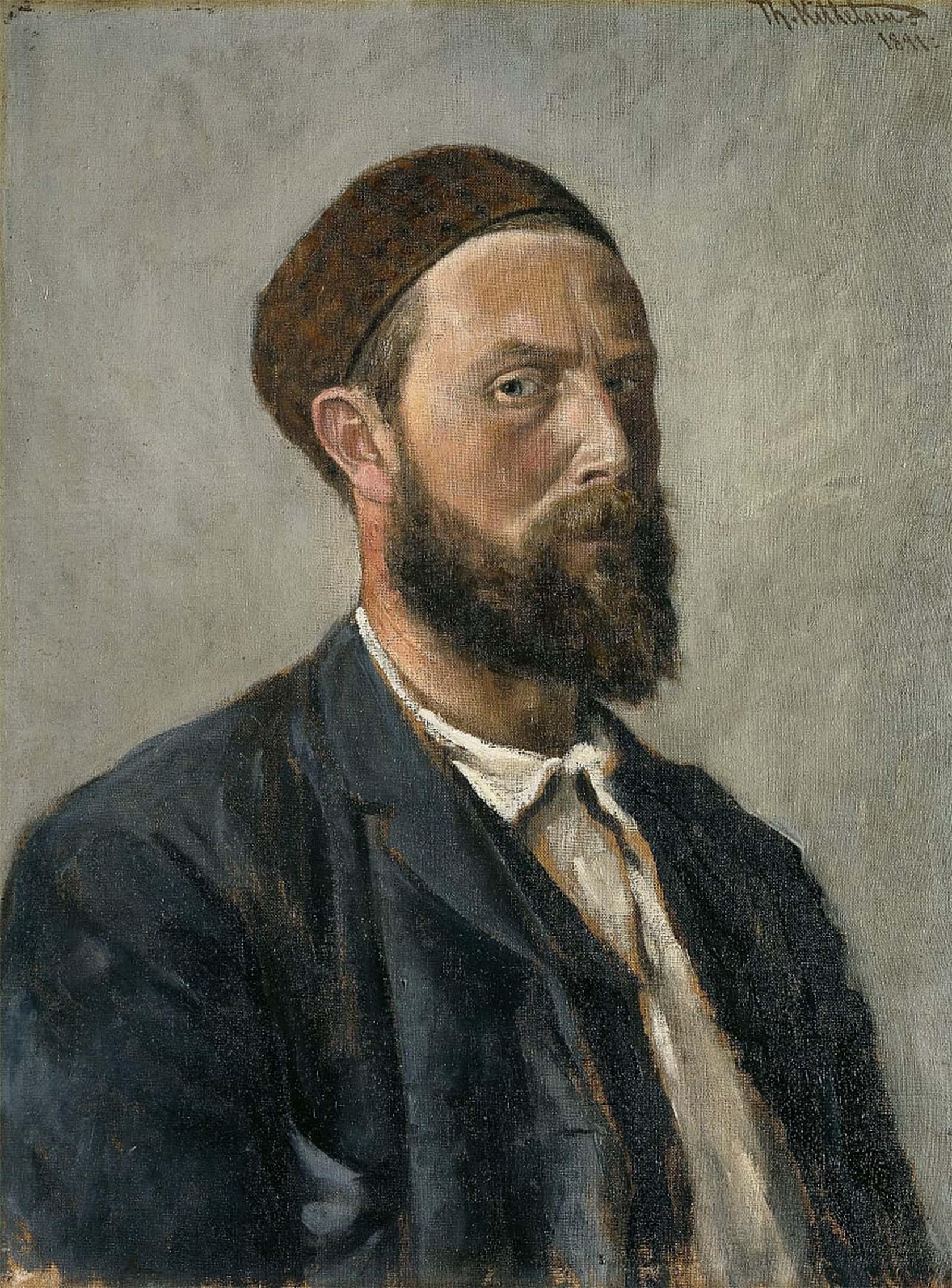 POSTERIIk Vintage Art Print Images Pictures Print Self Portrait by Theodor Kittelsen Modern Colour Posters for Office Home Decor 60x90cm