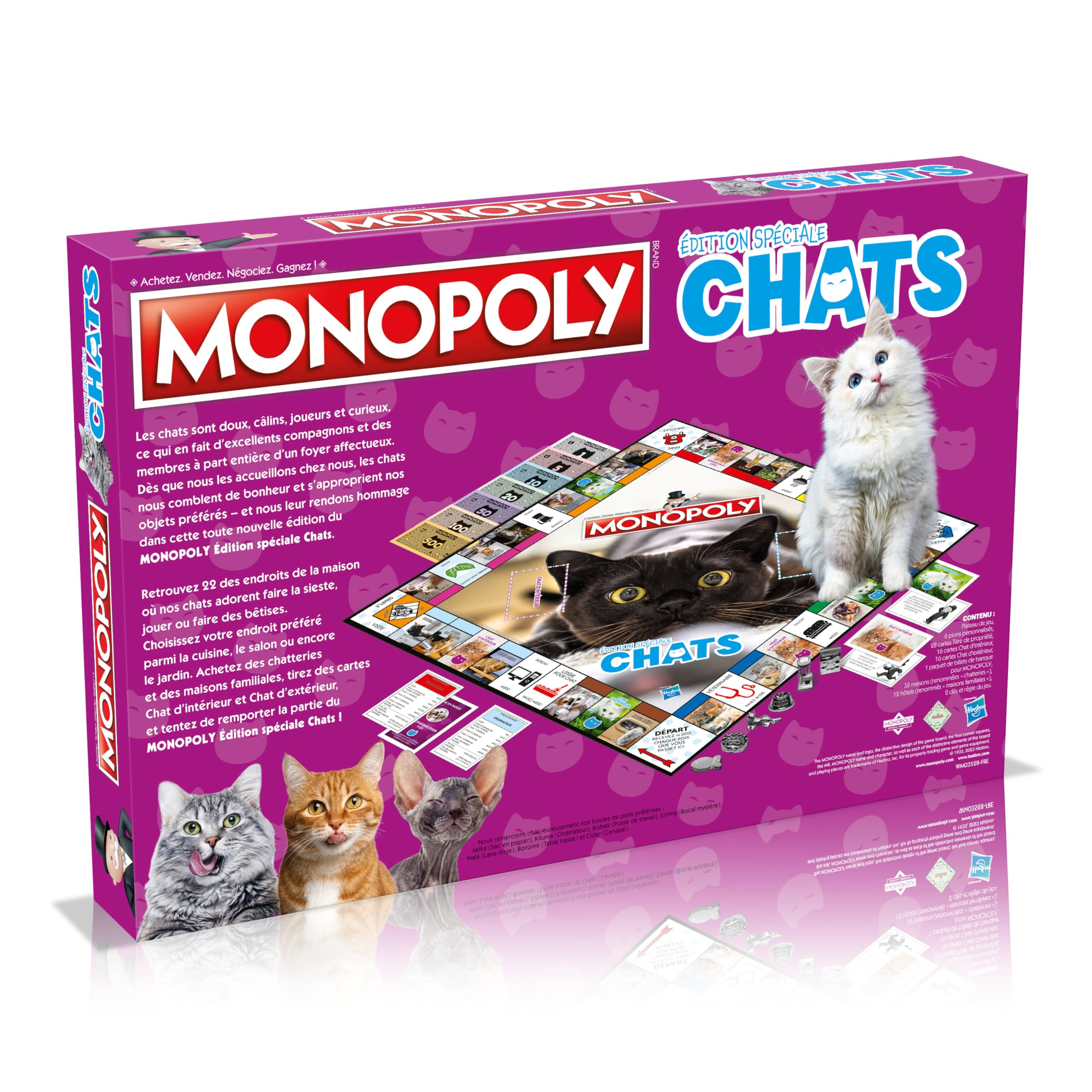 Winning Moves Monopoly Gatti francesi - Gioco da tavolo 8+ - Gioco da tavolo per 2-6 giocatori, giochi da tavolo per famiglie in francese