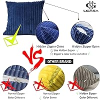 Vista 695 de UGASA - Juego de 2 fundas de almohada de terciopelo a rayas, funda decorativa para cojín con cremallera oculta para el hogar, sofá, dormitorio