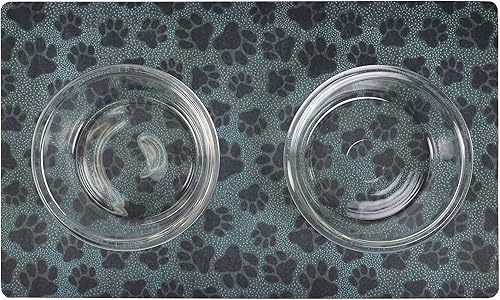 Miniatura 2 de Drymate Mantel individual con tazón para mascotas, tapete de alimentación de alimentos para perros y gatos, tela absorbente, parte trasera