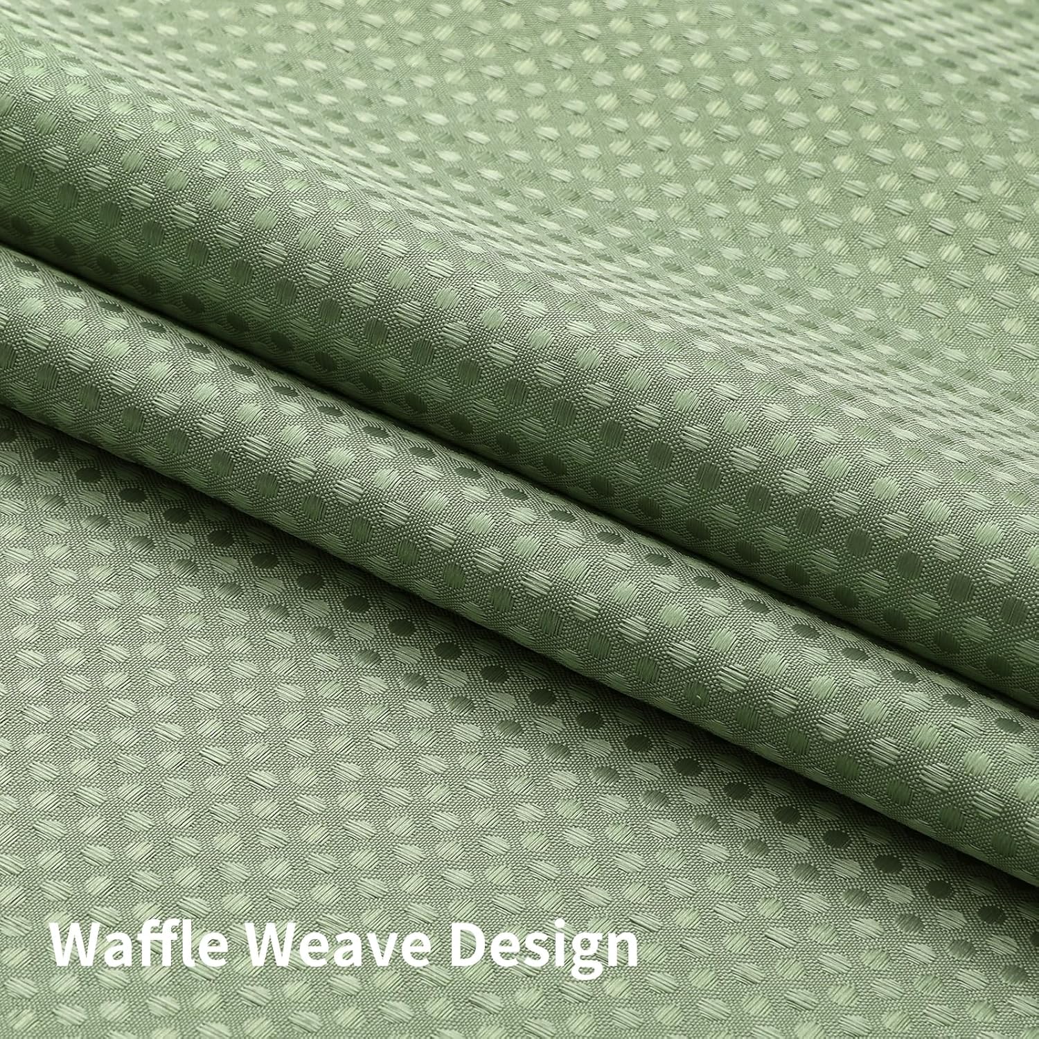 Colorful Star No Hook Shower Curtain with Snap in Fabric Liner, Waffle Weave Heavy Duty Thick Shower Curtains with Mesh Top Window, Hotel Style Waterproof Bathroom Curtain Set, 72'' x 75'', Sage Green