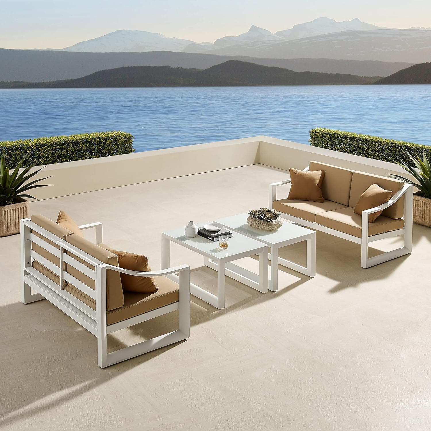 Art Leon 4 Piece Patio Furniture Sets, All Weather Aluminum