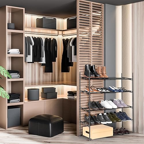 Miniatura 2 de SIMPLE HOUSEWARE Zapateros expandibles de 4 niveles con estantes para 16 pares de zapatos, color negro