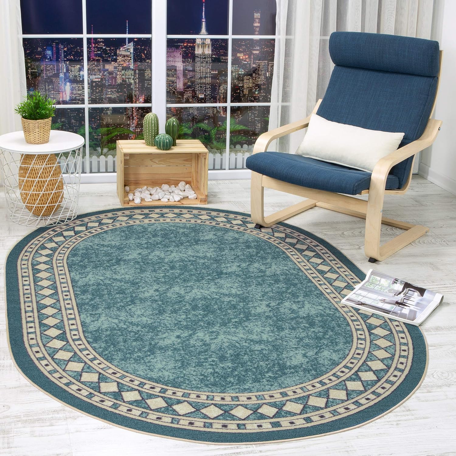Antep Rugs Alfombras Modern Bordered 5x7 NonSkid (NonSlip