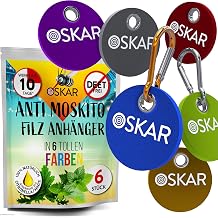 Oskar Mosquito Repellent Pendant Assorted Colours 6 x Felt Pendants + 2 x Carabiners Anti Mosquito Set Extremely Effective Mosquito Repellent Anti Mosquito Pendant for Bags Backpack or School Bag