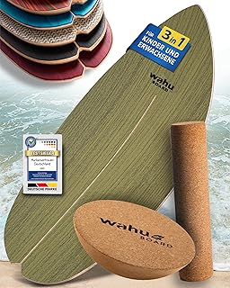 WAHU Board - Balance Board Mit Einzigartigem Rocker Shape - Surf Board (100% Holz) | 100% Spaß Garantiert
