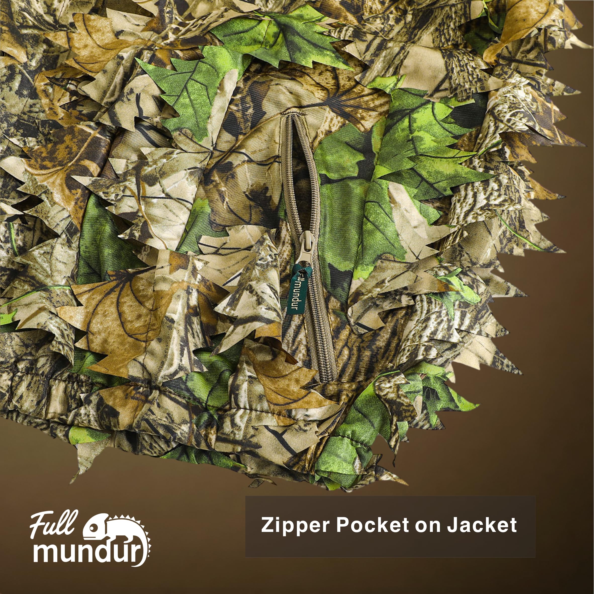 Camo kurtka myśliwska, kombinezon z liści