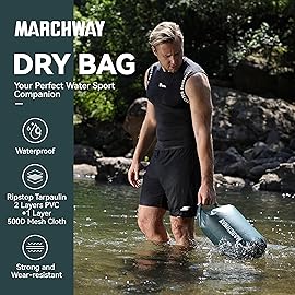 MARCHWAY Floating Waterproof Dry Bag Backpack 5L/10L/20L/30L/40L, Roll Top Sack Keeps Gear Dry for Kayaking, Rafting, Boating, Swimming, Camping, Hiking, Beach, Fishing (Blackish Green, 10L)