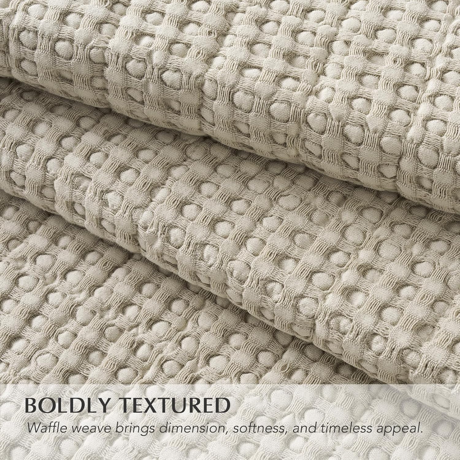 EVERGRACE Stonewashed 100% Natural Cotton Waffle Quilt Set Queen Size 3 Pieces, Durable, Textured & Substantial Bedding, Quilted Coverlet Bedspread with 2 Shams for All Seasons, Natural - Image 3