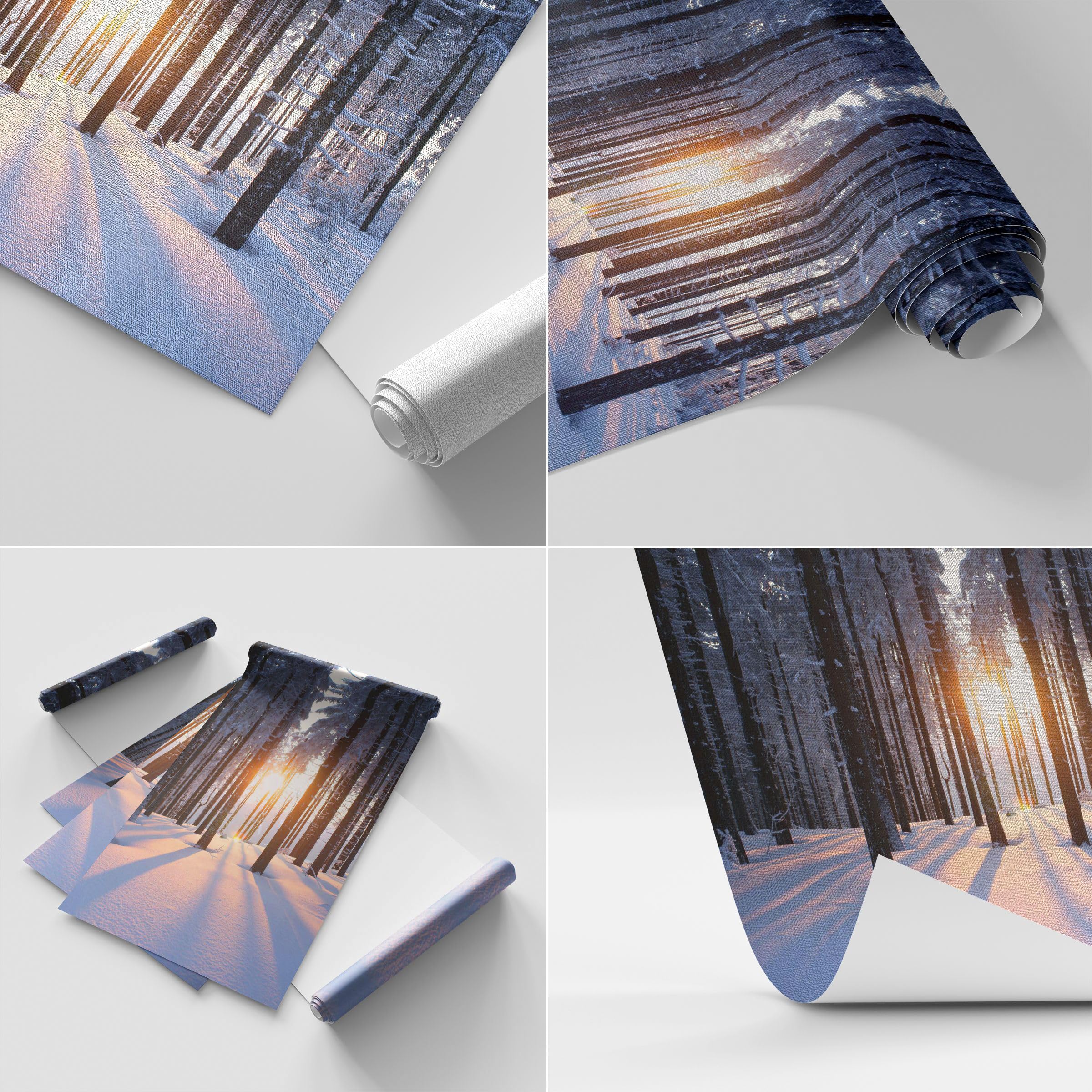 Carta da Parati Vinile in TNT 150x105 cm Paesaggi Foresta - 3629 - WF3 | Inverno Nevicare Premium Canvas Fotomurale Moderno Decorazione da Parete Murale da Parete Per Soggiorno ARTTOR