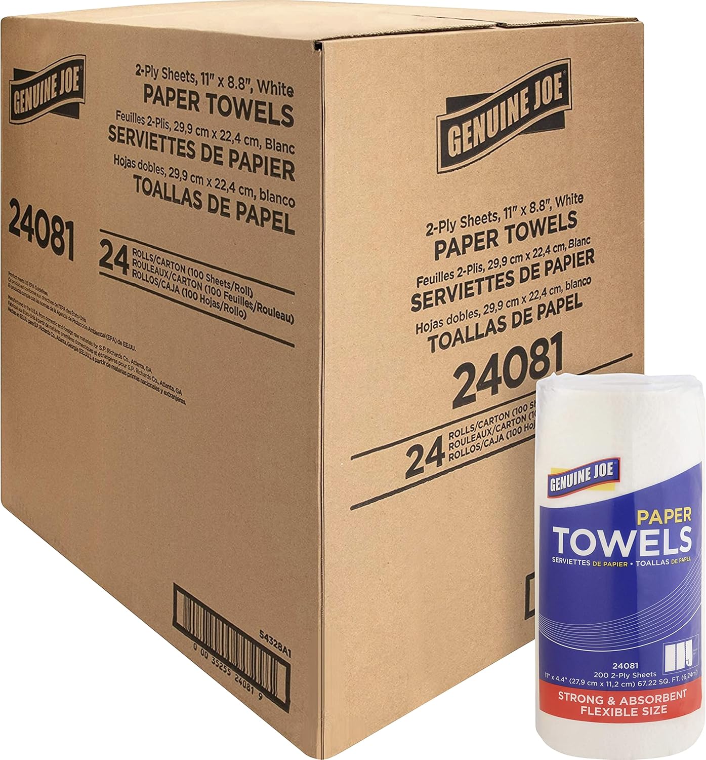 Genuine Joe Household Paper Towels, 200 Count (Pack of 24)