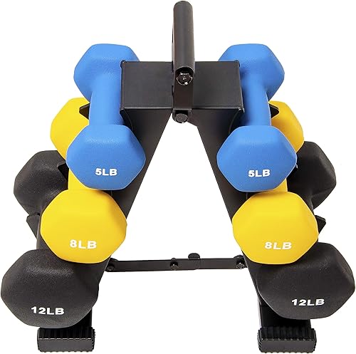 Miniatura 3 de Signature Fitness Mancuerna de neopreno para mano, antideslizante, no se rueda, forma hexagonal colorida, par o juego con soporte